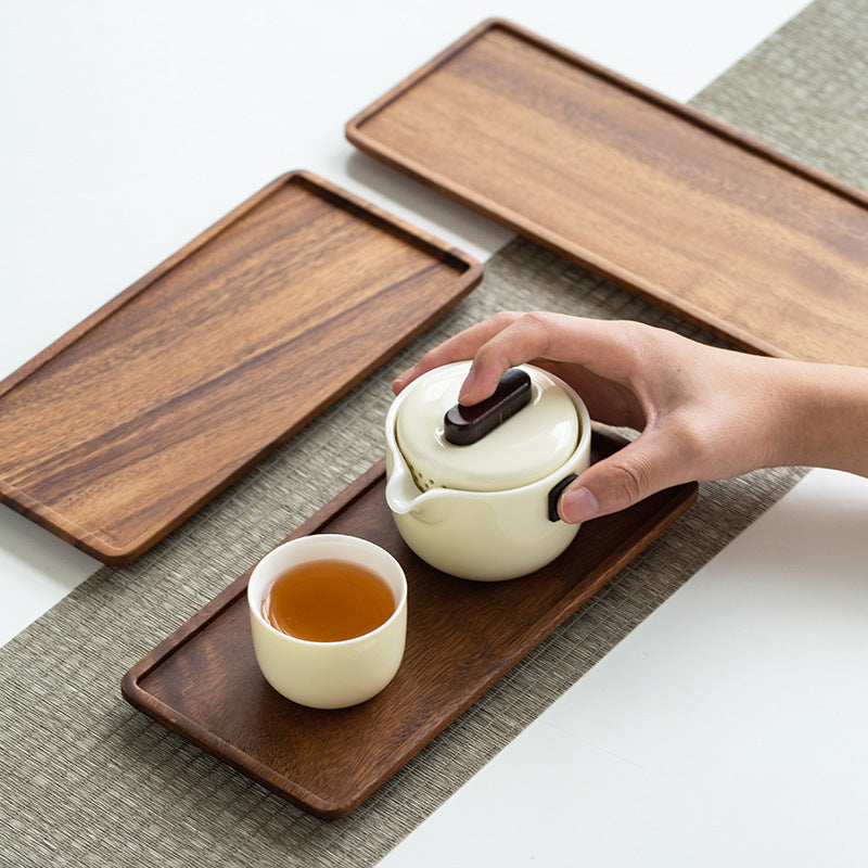 Walnut Japanese Tea Tray Coffee Cup Rectangular Solid Wood Dry Brewing Table